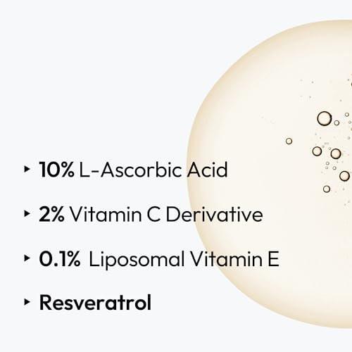 LAYERLAB 10% Vitamin C Radiance Serum mit Resveratrol & Vitamin E | Leistungsstarke Antioxidantien-Formel für einen sichtbar helleren, ebenmäßigen Teint | Feuchtigkeitsspendende K-Beauty Hautpflege (0,94 fl oz)