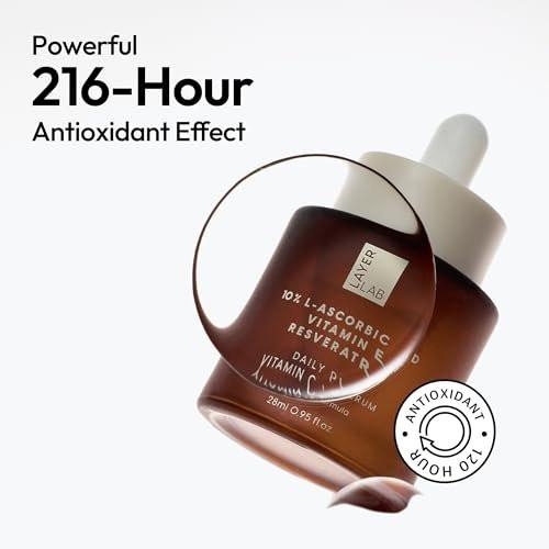 LAYERLAB 10% Vitamin C Radiance Serum mit Resveratrol & Vitamin E | Leistungsstarke Antioxidantien-Formel für einen sichtbar helleren, ebenmäßigen Teint | Feuchtigkeitsspendende K-Beauty Hautpflege (0,94 fl oz)