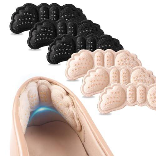 6 Paar Fersenpolster für Schuhe: Fersengripps für Damen und Herren – Fersenkissen, Schuhe zu groß – Ultra beruhigende Fersenschützer gegen Fersenschmerzen, Rutschen, Blasen und Reibung