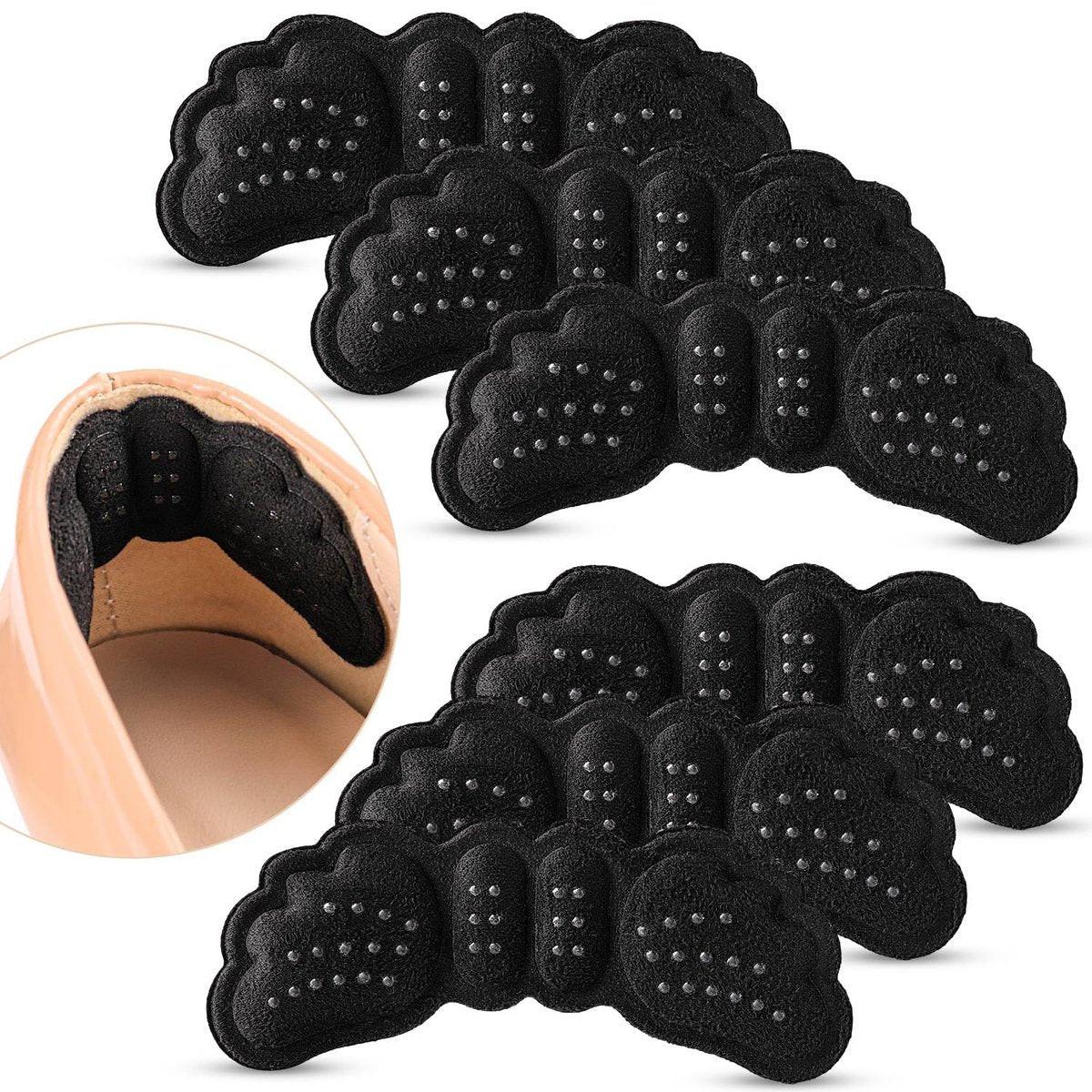 6 Paar Fersenpolster für Schuhe – Fersengriffe für Damen und Herren – Fersenkissen-Einlagen für zu große Schuhe – Ultraberuhigende Fersenschützer gegen Fersenschmerzen, Rutschen, Blasen, Reibung – Schwarz