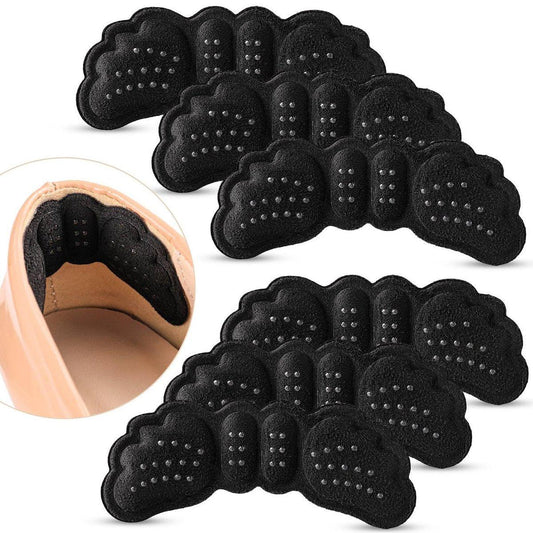 6 Paar Fersenpolster für Schuhe – Fersengriffe für Damen und Herren – Fersenkissen-Einlagen für zu große Schuhe – Ultraberuhigende Fersenschützer gegen Fersenschmerzen, Rutschen, Blasen, Reibung – Schwarz