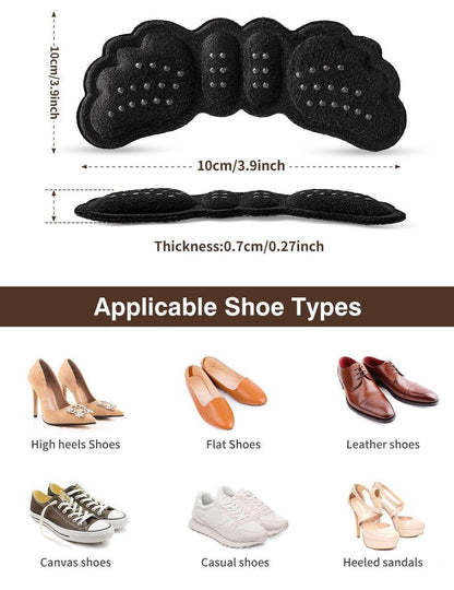 6 Paar Fersenpolster für Schuhe – Fersengriffe für Damen und Herren – Fersenkissen-Einlagen für zu große Schuhe – Ultraberuhigende Fersenschützer gegen Fersenschmerzen, Rutschen, Blasen, Reibung – Schwarz