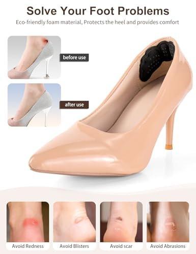 6 Paar Fersenpolster für Schuhe – Fersengriffe für Damen und Herren – Fersenkissen-Einlagen für zu große Schuhe – Ultraberuhigende Fersenschützer gegen Fersenschmerzen, Rutschen, Blasen, Reibung – Schwarz