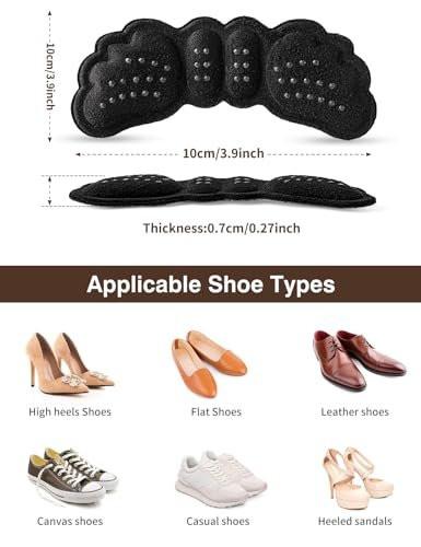 6 Paar Fersenpolster für Schuhe – Fersengriffe für Damen und Herren – Fersenkissen-Einlagen für zu große Schuhe – Ultraberuhigende Fersenschützer gegen Fersenschmerzen, Rutschen, Blasen, Reibung – Schwarz