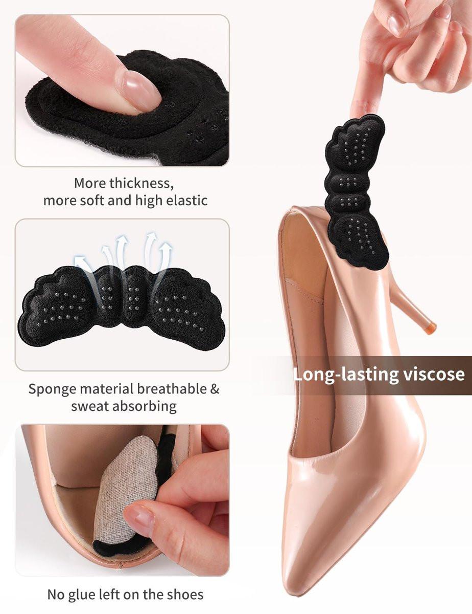 6 Paar Fersenpolster für Schuhe – Fersengriffe für Damen und Herren – Fersenkissen-Einlagen für zu große Schuhe – Ultraberuhigende Fersenschützer gegen Fersenschmerzen, Rutschen, Blasen, Reibung – Schwarz
