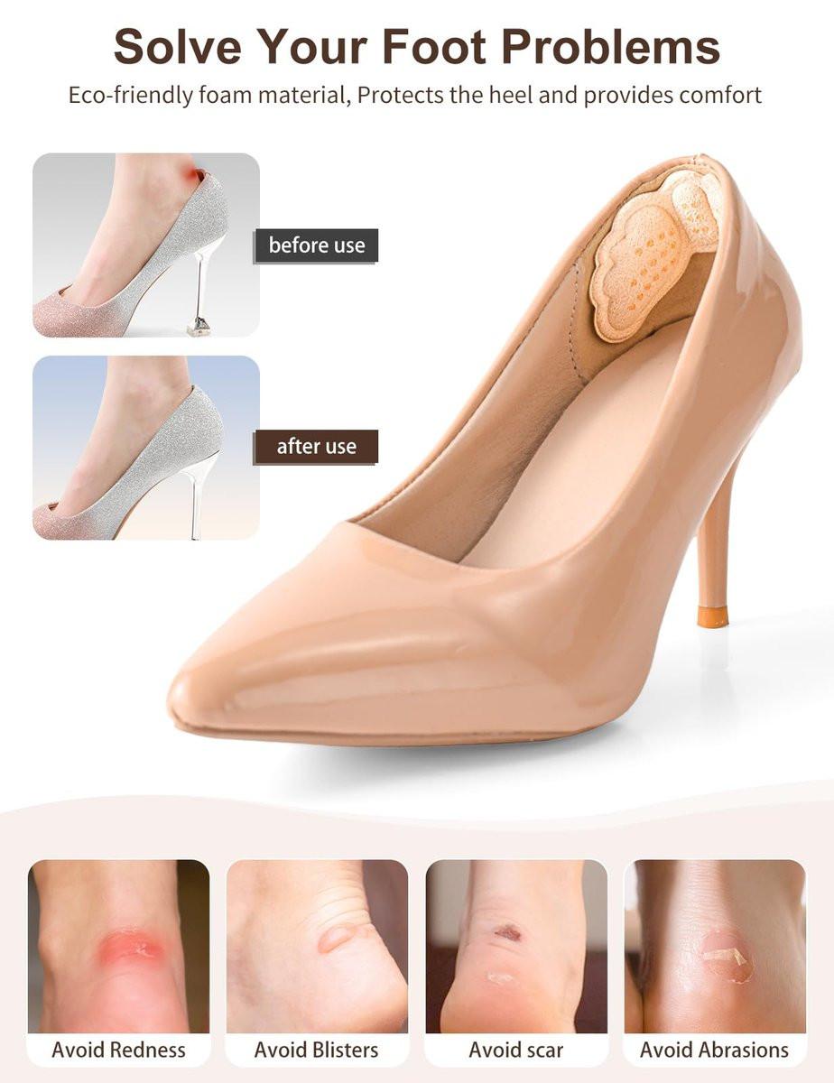 6 Paar Fersenpolster für Schuhe: Fersen-Gripper für Damen und Herren - Fersenkissen, Einlagen für zu große Schuhe - ultramilde Fersenschützer gegen Fersenschmerzen, Rutschen, Blasen, Reibung - Beige