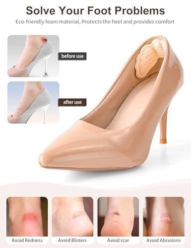 6 Paar Fersenpolster für Schuhe: Fersen-Gripper für Damen und Herren - Fersenkissen, Einlagen für zu große Schuhe - ultramilde Fersenschützer gegen Fersenschmerzen, Rutschen, Blasen, Reibung - Beige