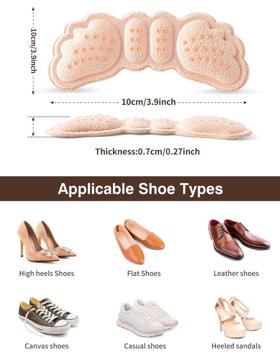 6 Paar Fersenpolster für Schuhe: Fersen-Gripper für Damen und Herren - Fersenkissen, Einlagen für zu große Schuhe - ultramilde Fersenschützer gegen Fersenschmerzen, Rutschen, Blasen, Reibung - Beige
