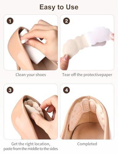 6 Paar Fersenpolster für Schuhe: Fersen-Gripper für Damen und Herren - Fersenkissen, Einlagen für zu große Schuhe - ultramilde Fersenschützer gegen Fersenschmerzen, Rutschen, Blasen, Reibung - Beige