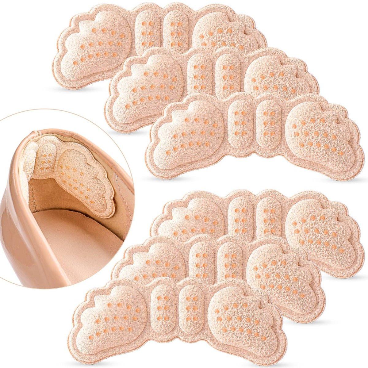 6 Paar Fersenpolster für Schuhe: Fersen-Gripper für Damen und Herren - Fersenkissen, Einlagen für zu große Schuhe - ultramilde Fersenschützer gegen Fersenschmerzen, Rutschen, Blasen, Reibung - Beige