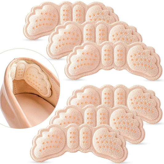 6 Paar Fersenpolster für Schuhe: Fersen-Gripper für Damen und Herren - Fersenkissen, Einlagen für zu große Schuhe - ultramilde Fersenschützer gegen Fersenschmerzen, Rutschen, Blasen, Reibung - Beige
