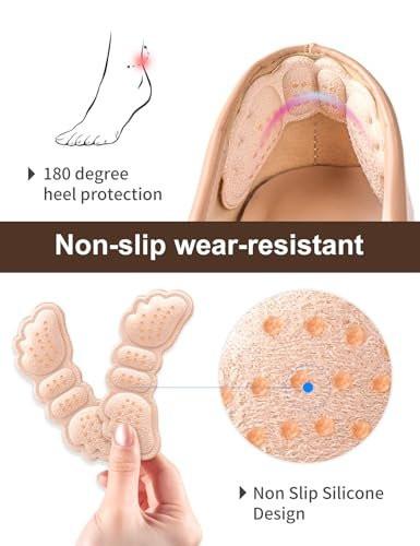 6 Paar Fersenpolster für Schuhe: Fersen-Gripper für Damen und Herren - Fersenkissen, Einlagen für zu große Schuhe - ultramilde Fersenschützer gegen Fersenschmerzen, Rutschen, Blasen, Reibung - Beige