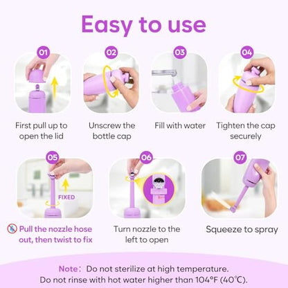 Easy@Home Tragbares Reise-Bidet EPB-01 Pink: Periflasche für die Zeit nach der Geburt – Handdusche für Damenpflege & persönliche Hygiene | 380 ml (12,8 oz)