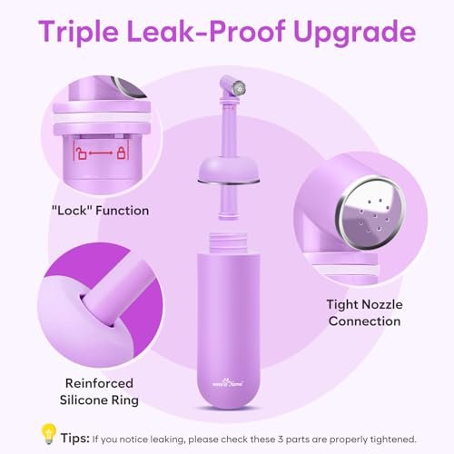 Easy@Home Tragbares Reise-Bidet EPB-01 Pink: Periflasche für die Zeit nach der Geburt – Handdusche für Damenpflege & persönliche Hygiene | 380 ml (12,8 oz)