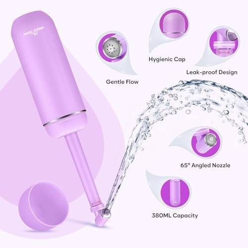 Easy@Home Tragbares Reise-Bidet EPB-01 Pink: Periflasche für die Zeit nach der Geburt – Handdusche für Damenpflege & persönliche Hygiene | 380 ml (12,8 oz)