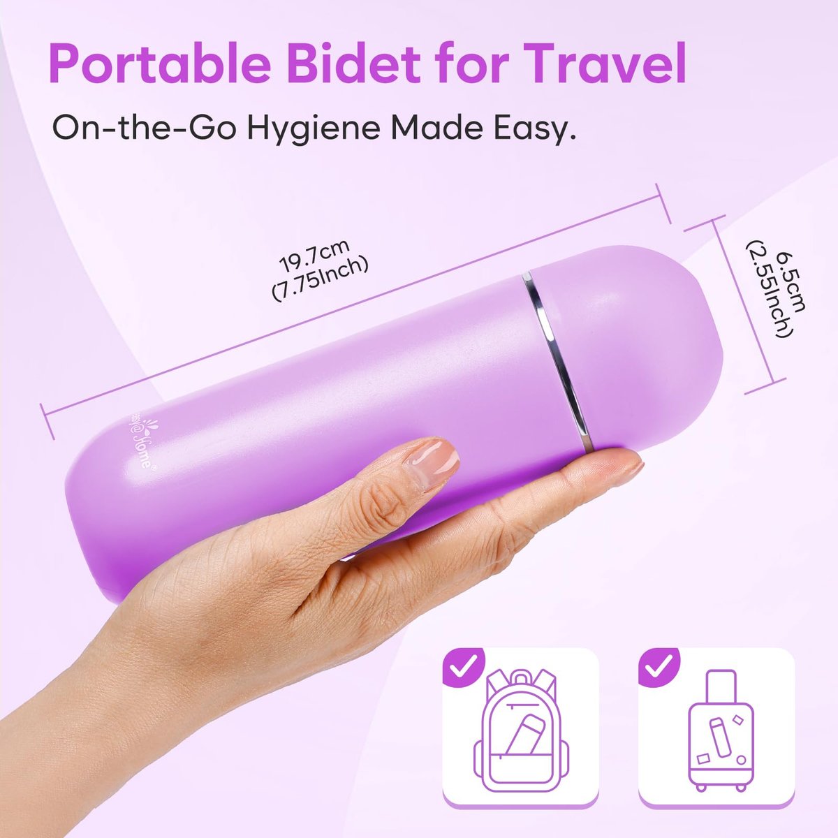 Easy@Home Tragbares Reise-Bidet EPB-01 Pink: Periflasche für die Zeit nach der Geburt – Handdusche für Damenpflege & persönliche Hygiene | 380 ml (12,8 oz)