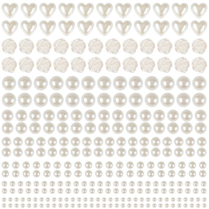 GIFOHAPY 4366 Perlenaufkleber selbstklebend, Perlsticker für Basteln, Kinder, verschiedene Größen & Formen, 3mm/4mm/5mm/6mm/8mm/10mm/Rose/Herzform