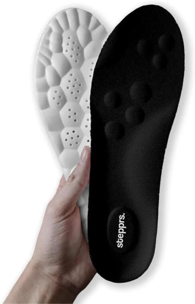 Original Stepprs Comfort Schuh Einlegesohlen für Damen Herren Verstellbare Größe 4D Memory Foam Cloud Soles Fußgewölbe Unterstützung Verbesserte Haltung (Schwarz, US Männer 7.5-10.5)