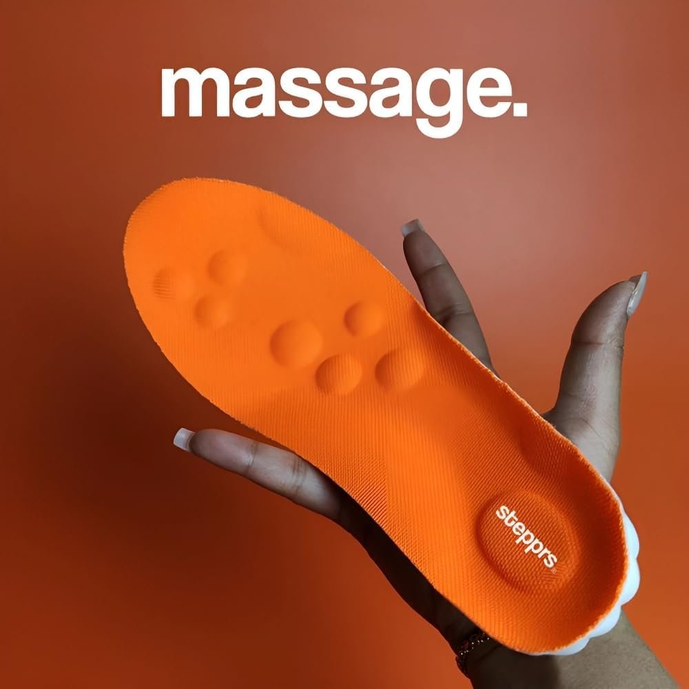 Stepprs Original Komfort-Einlegesohlen für Damen und Herren – 4D Memory Foam Cloud Sohlen mit Fußgewölbestütze – Verbesserte Körperhaltung – Orange, US Männer 7.5-10.5