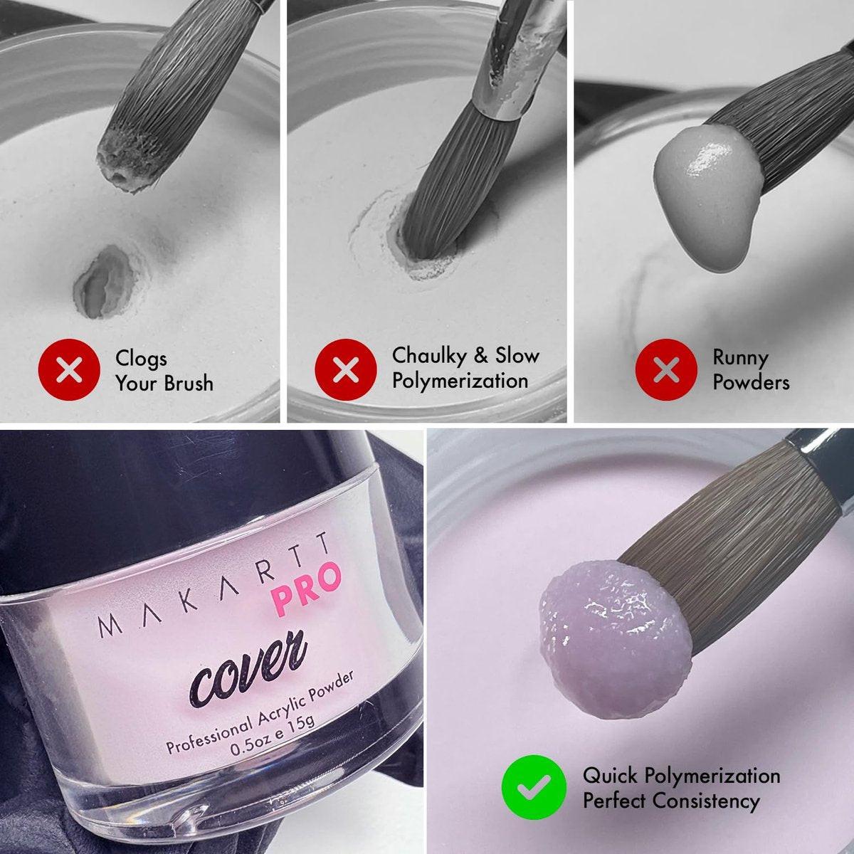 MakarttPro Mini Acryl-Nagelset für Anfänger 12-teilig – Starter-Set mit rosa & klarem Acrylpulver, EMA-Monomer, Kolinsky-Pinsel und Nagelzubehör