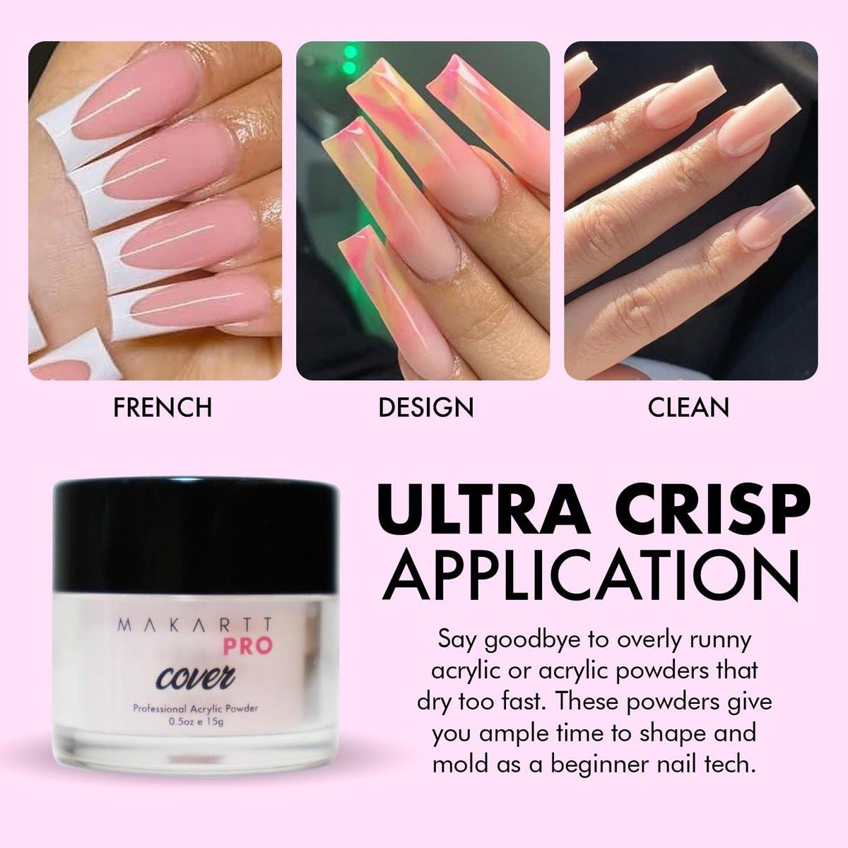 MakarttPro Mini Acryl-Nagelset für Anfänger 12-teilig – Starter-Set mit rosa & klarem Acrylpulver, EMA-Monomer, Kolinsky-Pinsel und Nagelzubehör