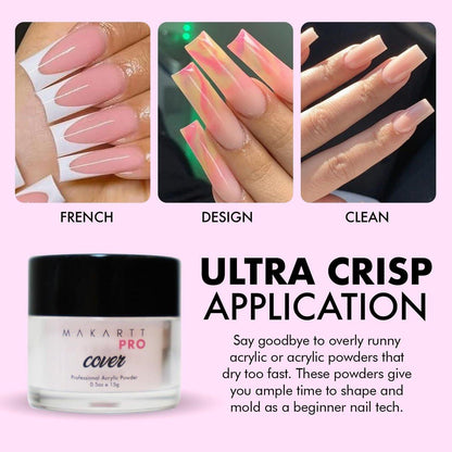 MakarttPro Mini Acryl-Nagelset für Anfänger 12-teilig – Starter-Set mit rosa & klarem Acrylpulver, EMA-Monomer, Kolinsky-Pinsel und Nagelzubehör