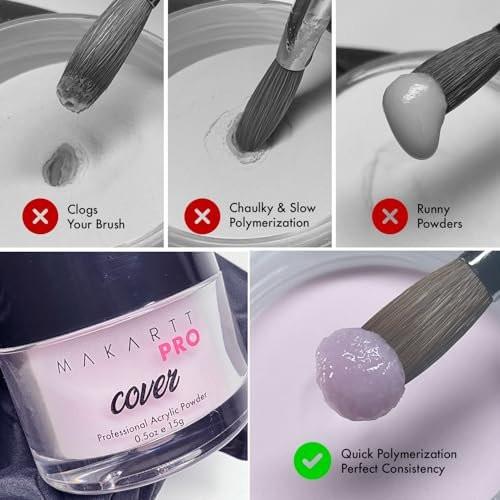 MakarttPro Mini Acryl-Nagelset für Anfänger 12-teilig – Starter-Set mit rosa & klarem Acrylpulver, EMA-Monomer, Kolinsky-Pinsel und Nagelzubehör