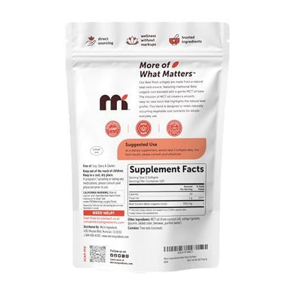 Micro Ingredients Rote-Bete-Extrakt, 360 Weichkapseln mit MCT-Öl | Natürliche Rote-Bete-Quelle | Rote-Bete-Ergänzung | Nicht-GMO