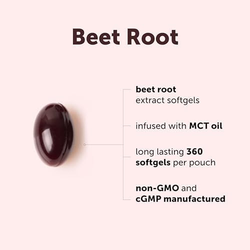 Micro Ingredients Rote-Bete-Extrakt, 360 Weichkapseln mit MCT-Öl | Natürliche Rote-Bete-Quelle | Rote-Bete-Ergänzung | Nicht-GMO
