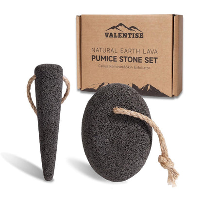 VALENTISE Bimsstein Set - 2er Pack Natürliche Vulkanische Fußschwämme zur Entfernung abgestorbener Haut und Hornhaut, Pediküre-Exfoliationswerkzeuge für Füße und Hände