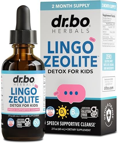 Zeolit-Detox für Kinder Lingo Drops – Natürliche Lingo Zeolith-Tropfen mit methyliertem B12 & D3, reines Clinoptilolith – Flüssig-Detox zur Körperreinigung ab 3 Jahren, 2 oz
