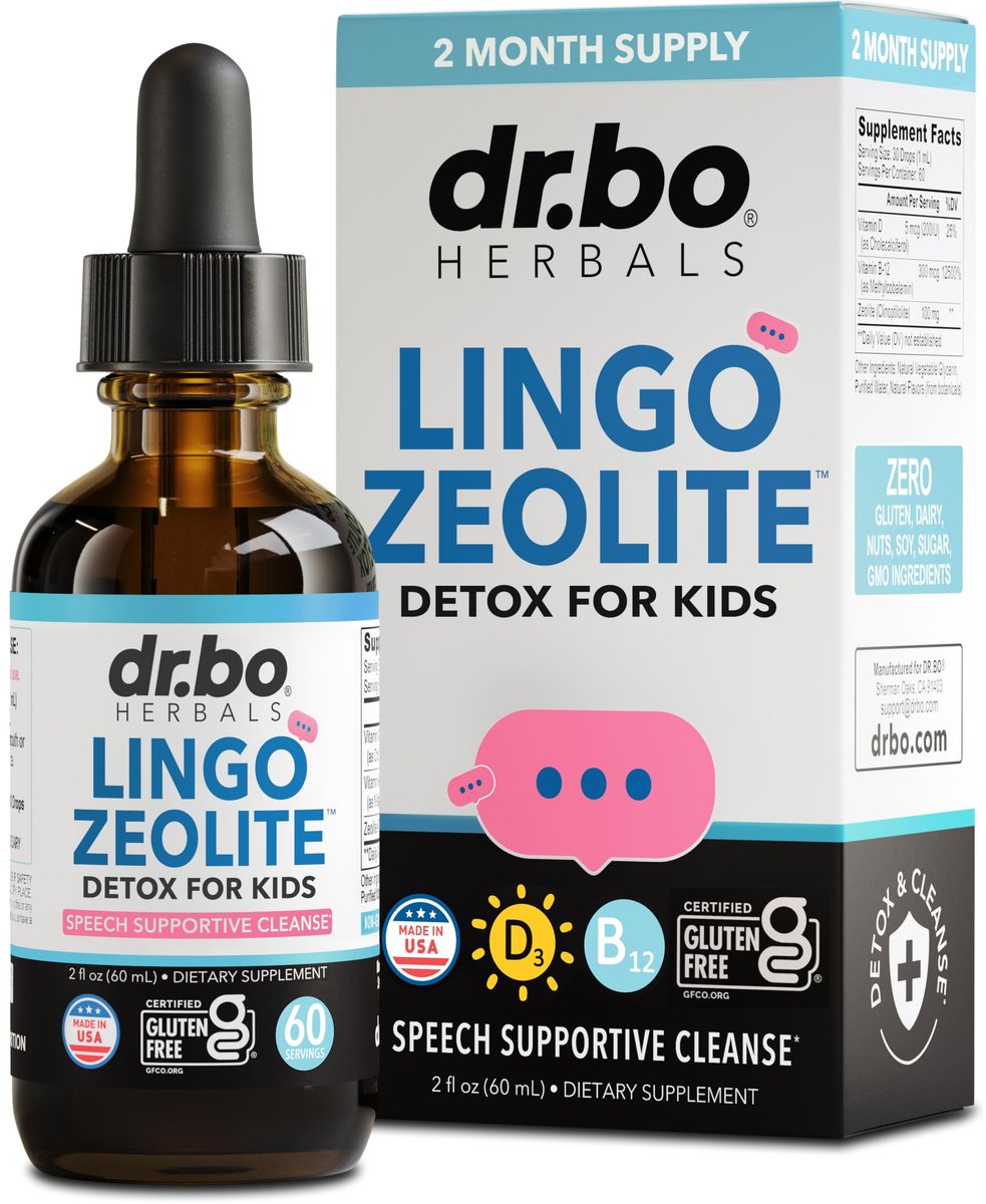 Zeolit-Detox für Kinder Lingo Drops – Natürliche Lingo Zeolith-Tropfen mit methyliertem B12 & D3, reines Clinoptilolith – Flüssig-Detox zur Körperreinigung ab 3 Jahren, 2 oz