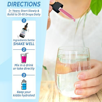 Zeolit-Detox für Kinder Lingo Drops – Natürliche Lingo Zeolith-Tropfen mit methyliertem B12 & D3, reines Clinoptilolith – Flüssig-Detox zur Körperreinigung ab 3 Jahren, 2 oz