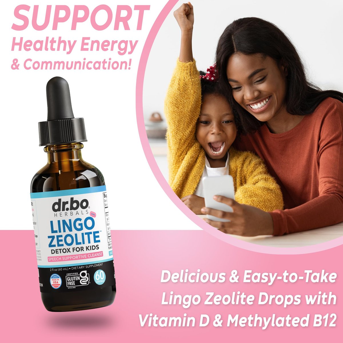 Zeolit-Detox für Kinder Lingo Drops – Natürliche Lingo Zeolith-Tropfen mit methyliertem B12 & D3, reines Clinoptilolith – Flüssig-Detox zur Körperreinigung ab 3 Jahren, 2 oz