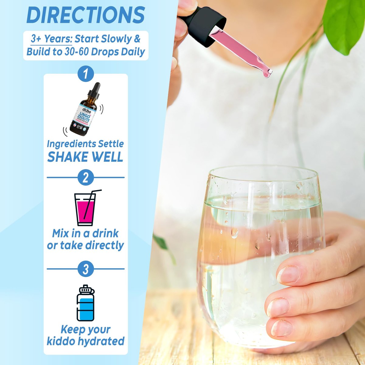 Zeolit-Detox für Kinder Lingo Drops – Natürliche Lingo Zeolith-Tropfen mit methyliertem B12 & D3, reines Clinoptilolith – Flüssig-Detox zur Körperreinigung ab 3 Jahren, 2 oz