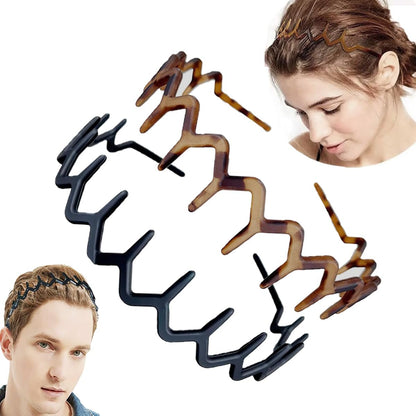Vrose Flosi Fashionable Wavy Haarbänder mit Zähnen – Plastik-Haarreifen für Damen und Herren, 90er-Jahre Accessoire für Gesichtswäsche, Hautpflege und Make-up