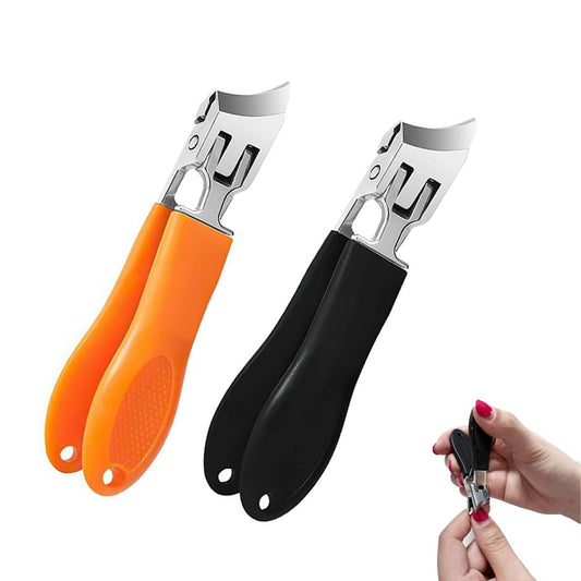 Hfpengzan 2er-Set Nagelknipser mit breiter Öffnung und Spritzschutz, schräge Nagelknipser für eingewachsene Nägel, Zehennagelknipser für Damen und Herren (Orange Schwarz)
