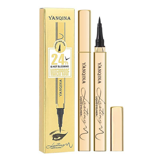 YANQINA wasserfester flüssiger Eyeliner - verschmierfest, langanhaltender Eyeliner-Stift für Frauen - Schwarz, glatt, schnell trocknend