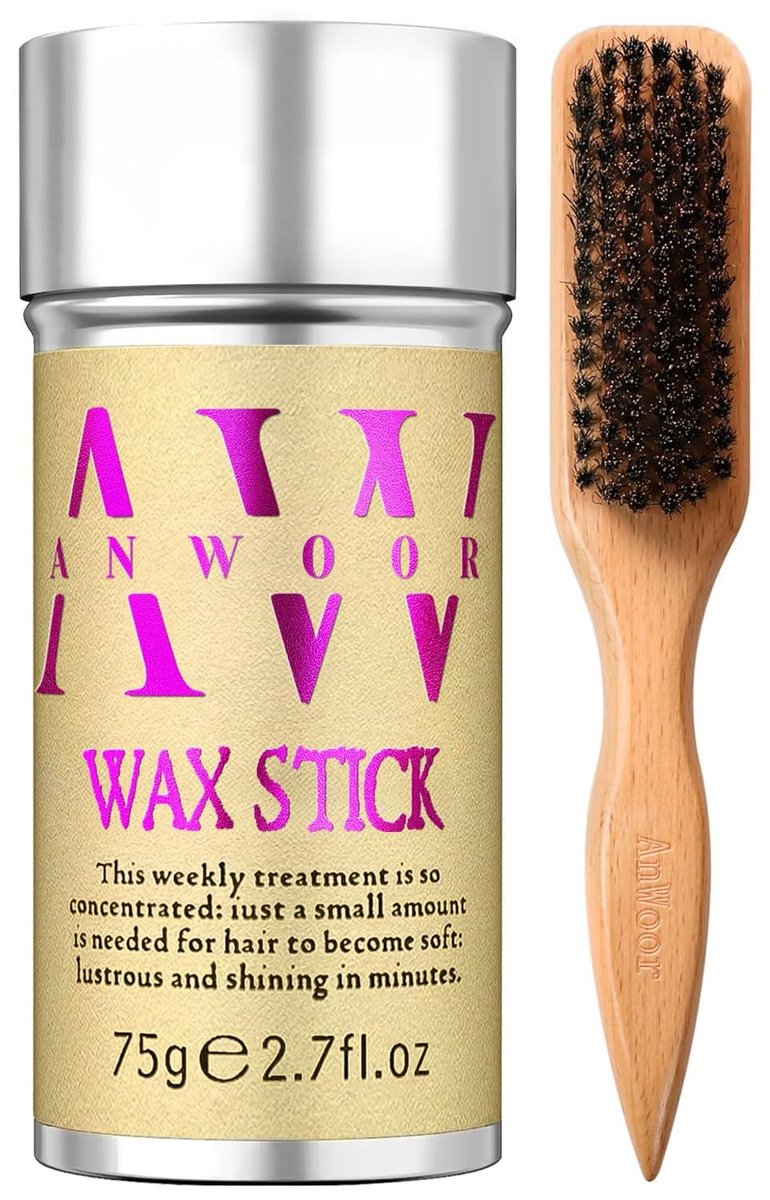 Haarwachs-Stick und Naturborstenbürsten-Set für glatte Frisuren – 24h starker Halt ohne fettige Rückstände