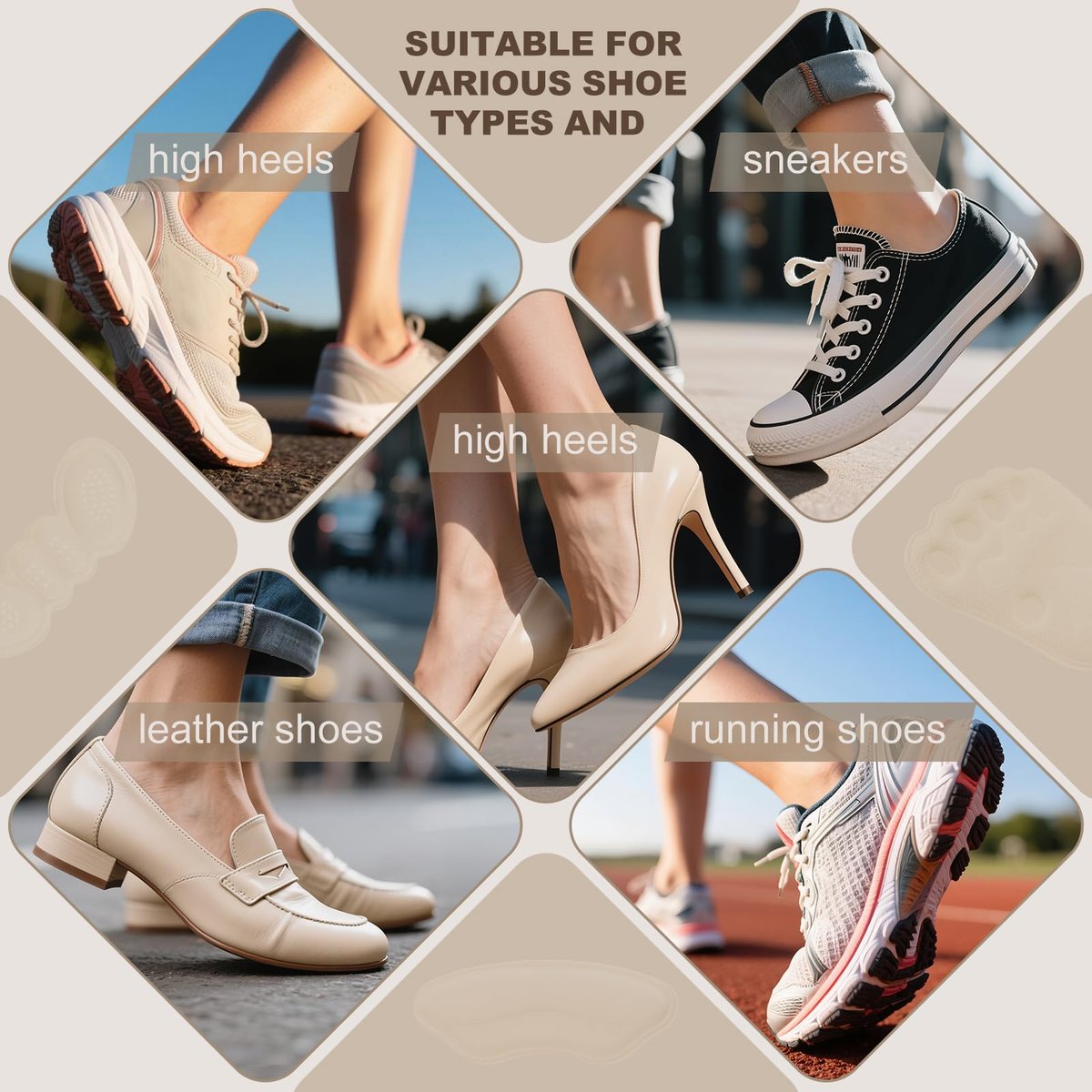 14 Paar Premium Fersenpolster für Damen und Herren – Selbstklebende Fersenkissen für zu große Schuhe, verbesserte Passform und Komfort