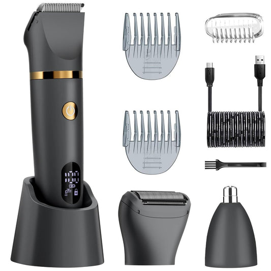 Zivelier Ball Shaver für Männer – 3-in-1 Multifunktions-Haartrimmer & Intimrasierer mit Titan-Klingen (keine Schnitte!), IPX7 wasserdichter Elektrorasierer, LED-Anzeige, Nass/Trocken
