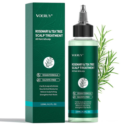VOERUY Kopfhautbehandlung mit Rosmarin und Teebaumöl – Erfrischendes Leave-In Scalp Detox für trockene, juckende Kopfhaut, vegan & tierversuchsfrei, 120 ml