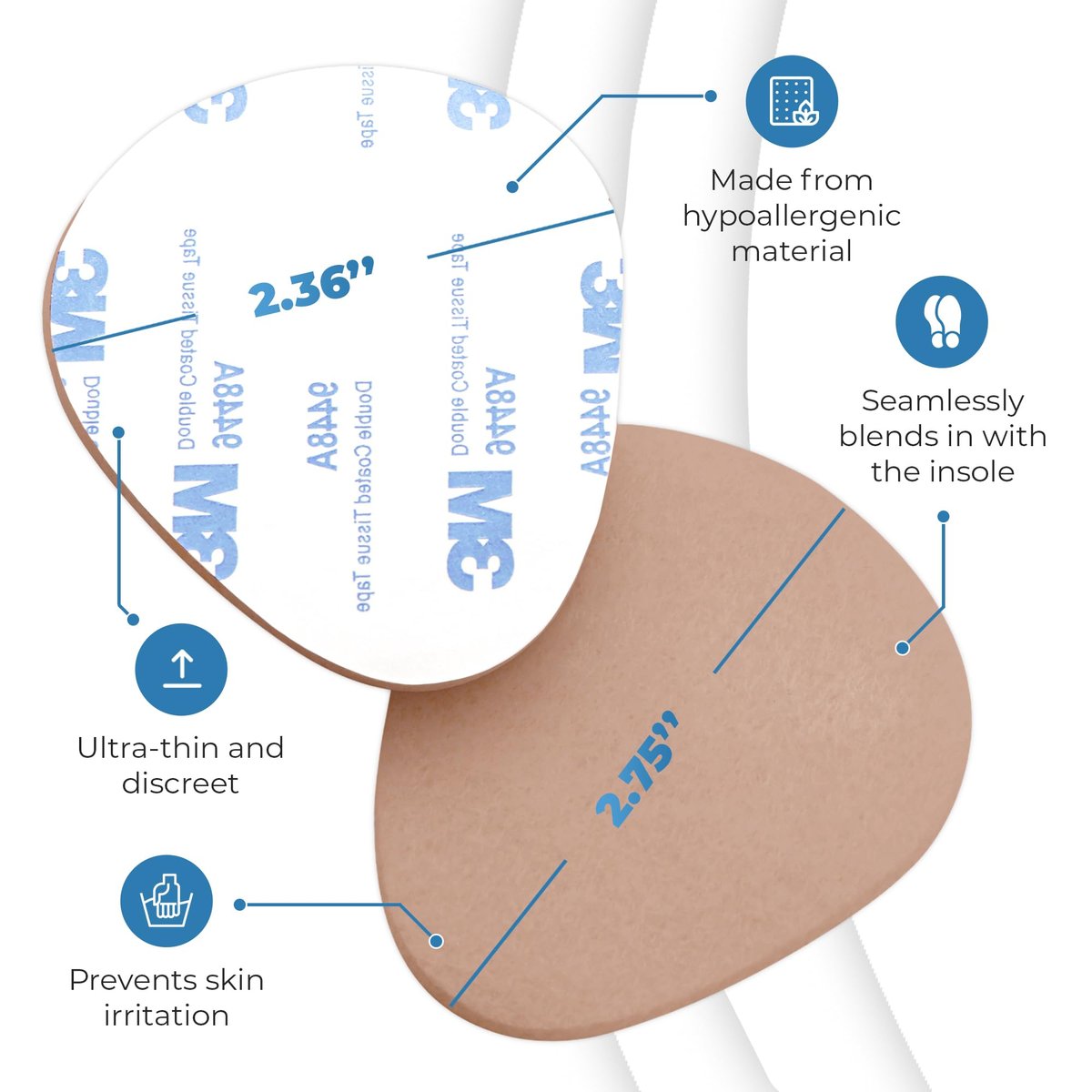 Metatarsal-Pads für Damen und Herren – 12 Stück, 1/4 Zoll dick, Ballenpolster, ganztägige Schmerzlinderung und Komfort – Vorfußpolster bei Metatarsalgie, Morton-Neurom