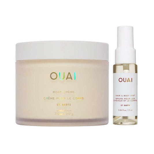 OUAI St. Barts Hair & Body Geschenkset – Tropisch duftende Körperpflege für Damen und Herren – Enthält eine vollgroße Feuchtigkeitscreme für den Körper und ein Deluxe Haar- & Körperparfum (2-teilig)