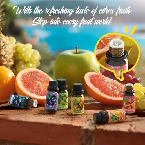 Soulorigin Fruchtige Ätherische Öle Set, Duftöl Set für Diffuser, Aroma Diffuser Öl für Kerzenherstellung - Ananas, Süße Orange, Traube, Grüner Apfel, Blaubeere, Wassermelone