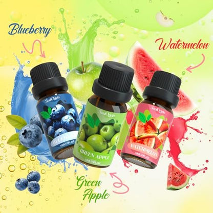 Soulorigin Fruchtige Ätherische Öle Set, Duftöl Set für Diffuser, Aroma Diffuser Öl für Kerzenherstellung - Ananas, Süße Orange, Traube, Grüner Apfel, Blaubeere, Wassermelone