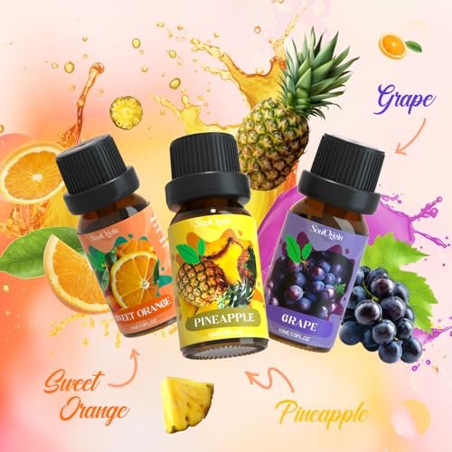 Soulorigin Fruchtige Ätherische Öle Set, Duftöl Set für Diffuser, Aroma Diffuser Öl für Kerzenherstellung - Ananas, Süße Orange, Traube, Grüner Apfel, Blaubeere, Wassermelone