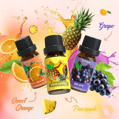 Soulorigin Fruchtige Ätherische Öle Set, Duftöl Set für Diffuser, Aroma Diffuser Öl für Kerzenherstellung - Ananas, Süße Orange, Traube, Grüner Apfel, Blaubeere, Wassermelone