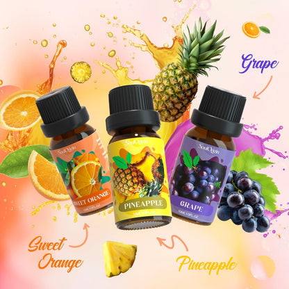Soulorigin Fruchtige Ätherische Öle Set, Duftöl Set für Diffuser, Aroma Diffuser Öl für Kerzenherstellung - Ananas, Süße Orange, Traube, Grüner Apfel, Blaubeere, Wassermelone