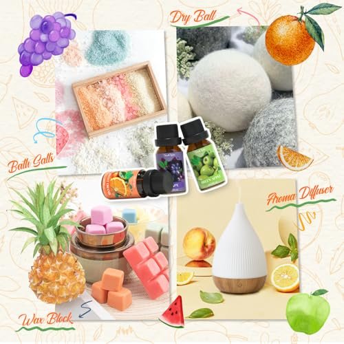 Soulorigin Fruchtige Ätherische Öle Set, Duftöl Set für Diffuser, Aroma Diffuser Öl für Kerzenherstellung - Ananas, Süße Orange, Traube, Grüner Apfel, Blaubeere, Wassermelone